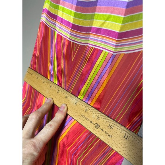 Oscar de la Renta Silk Scarf 52"x11" Red Colorful Sheer Womens Scarves - Picture 8 of 8